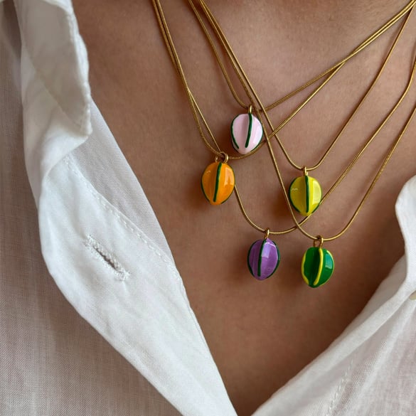1 Piece Enamel Star Fruit Stainless Steel Pendant Necklace 2