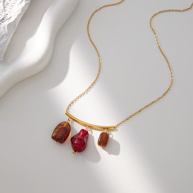 1 Stück glamouröse unregelmäßige Form Acryl Edelstahl Gold Farbe Damen Anhänger Halsketten h5 Bild5