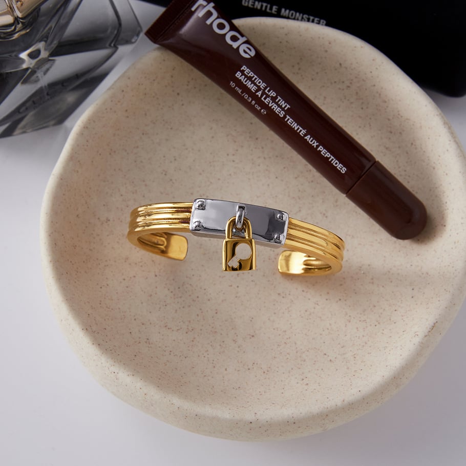 Modernes Schloss Edelstahl Gold Farbe Damen Schmuck Sets h5Bild6