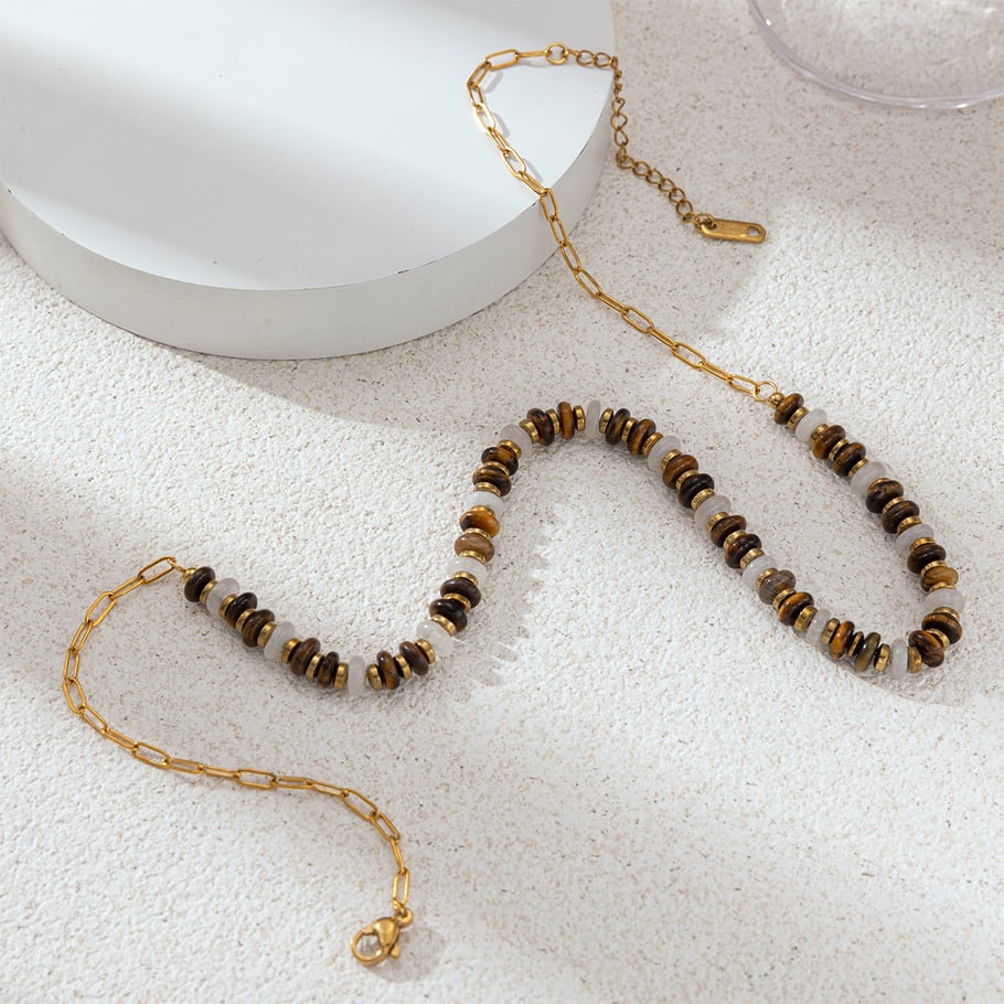 Natural Stone Beads Stainless Steel Necklaces Set h5Picture4