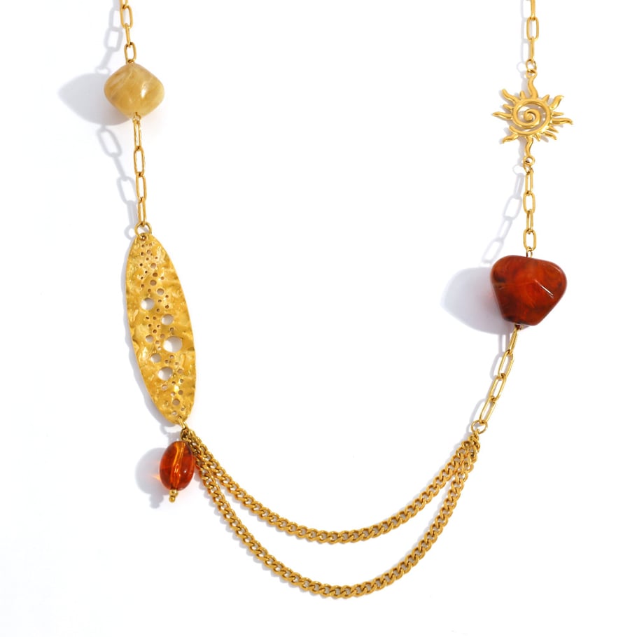 Collier chaîne en acier inoxydable ajouré pour femme, 1 pièce h5Image5