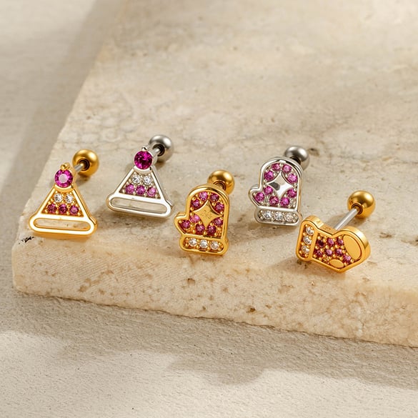 1 pezzo di orecchini da donna con zirconi color rame e oro natalizio