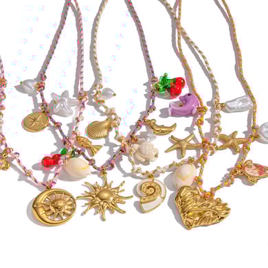 1 stuk romantische ketting met touwketting en hanger in de vorm van een oceaan h5 Afbeelding5