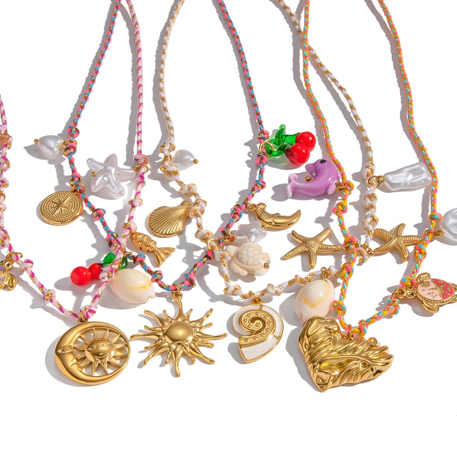 1 collar con colgante oceánico de cadena de cuerda romántica h5Imagen5