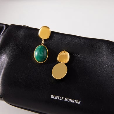1 paar retro groene cirkelvormige oorbellen van roestvrij staal met gouden acryl voor dames h5 Afbeelding5