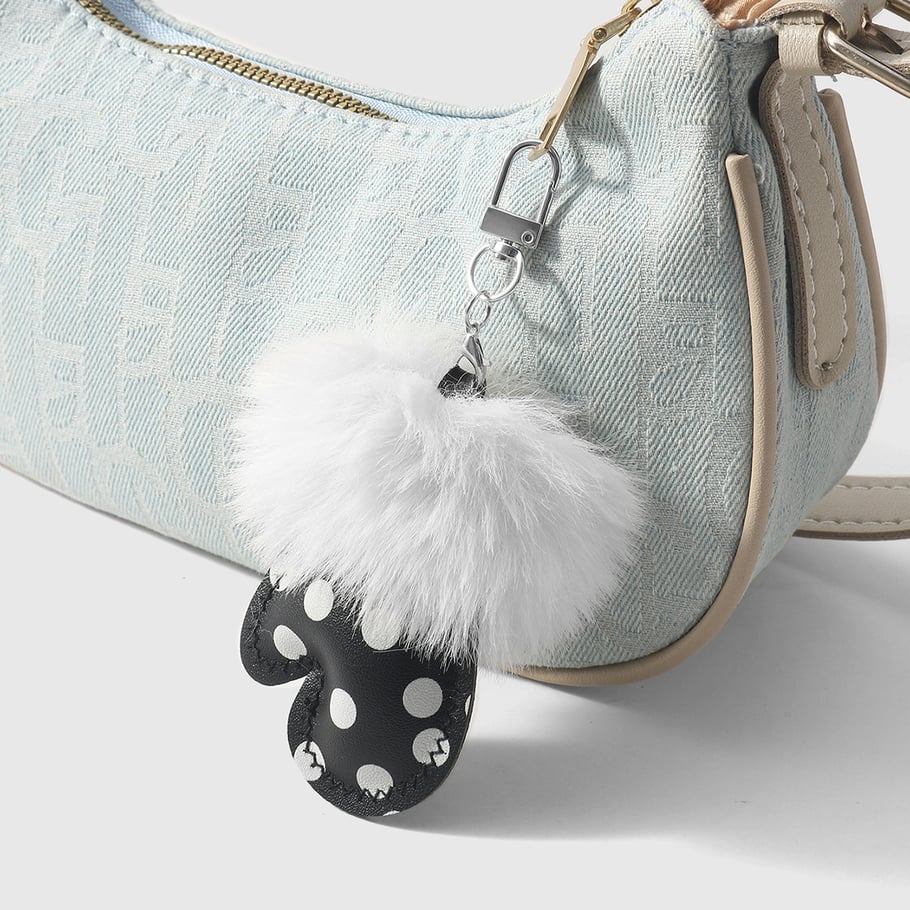 1 Adet Polka Dots Eldiven Deri Kadın Çanta Süsü h5Resim6