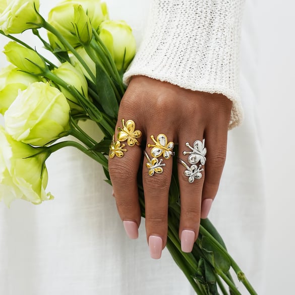 1 Piece  Natural Butterfly Stainless Steel   Gold Color Women's Statement Rings
