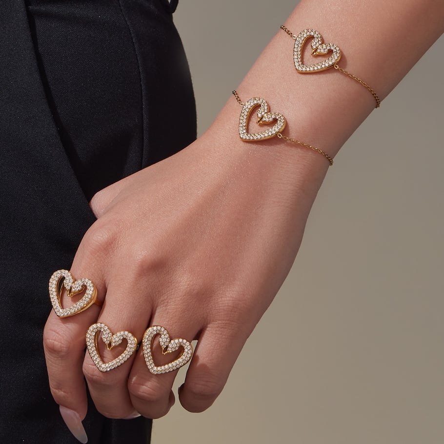 Conjuntos de joyas de lujo para mujer con corazón de cisne, acero inoxidable, color dorado y circonita h5Imagen5
