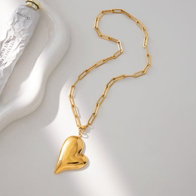 Klassisches unregelmäßiges Herz Edelstahl Goldfarben Damen Schmuck Sets h5 Bild7