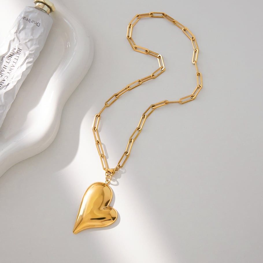 Klassisches unregelmäßiges Herz Edelstahl Goldfarben Damen Schmuck Sets h5Bild7