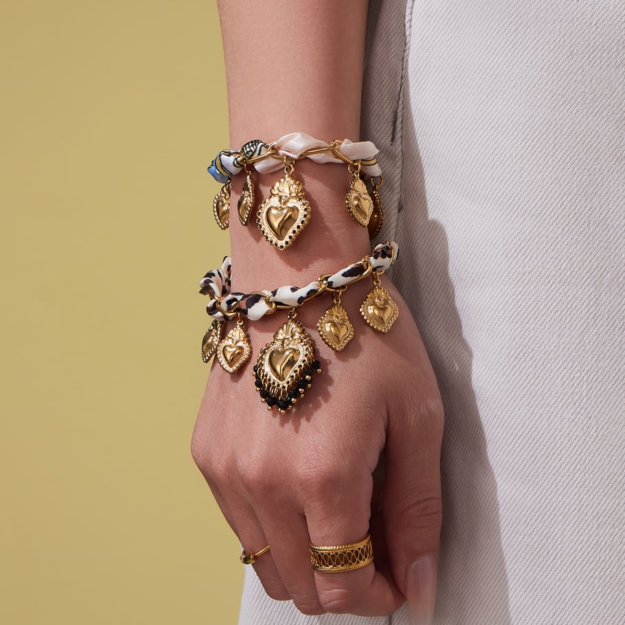Parures de bijoux pour femmes en acier inoxydable couleur or et pierre naturelle Vogue Heart h5Image5