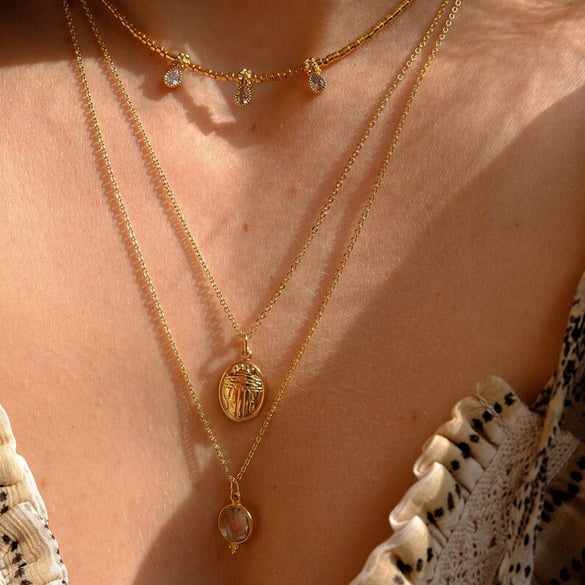 Delicate Beetle Stainless Steel Gold Color Women's Jewelry Sets 2