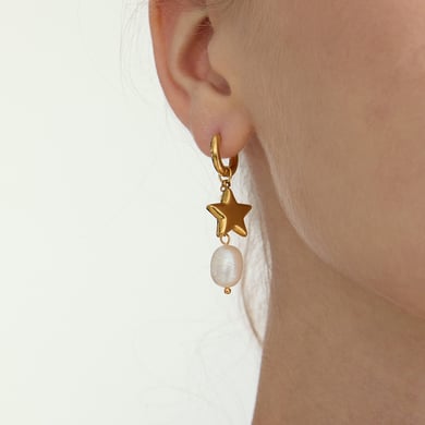 1 paio di eleganti orecchini pendenti da donna in acciaio inossidabile color oro dalla forma irregolare h5 Immagine7