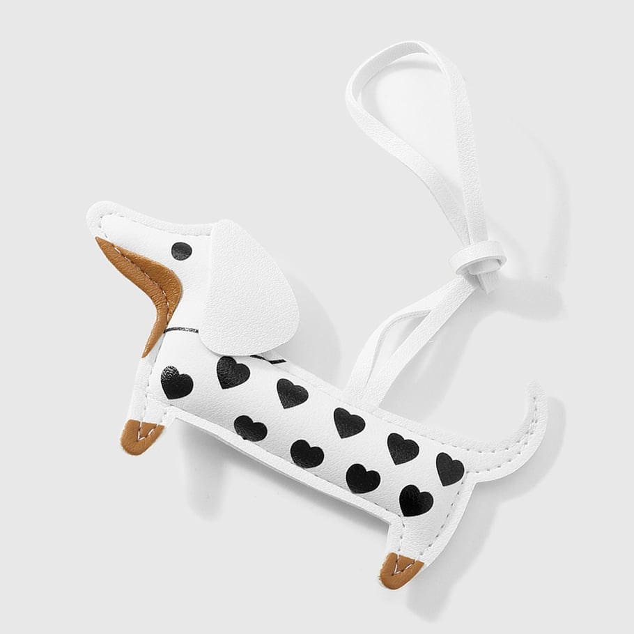 1 pieza de adornos de cuero para bolso de mujer con dibujo de perro salchicha Imagen3