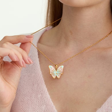 1 Piece Designable Butterfly Stainless Steel Gold Color Women's Pendant Necklaces h5 Picture5