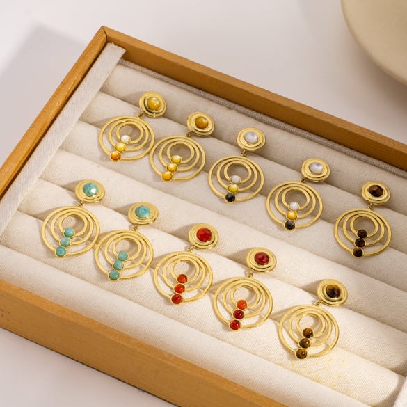 1 paire de boucles d&#39;oreilles pendantes simples en acier inoxydable pour femme, style rétro 2