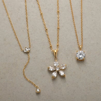 1 Stück anspruchsvolle Blume Edelstahl Gold Farbe Zirkon Damen Anhänger Halsketten h5 Bild4