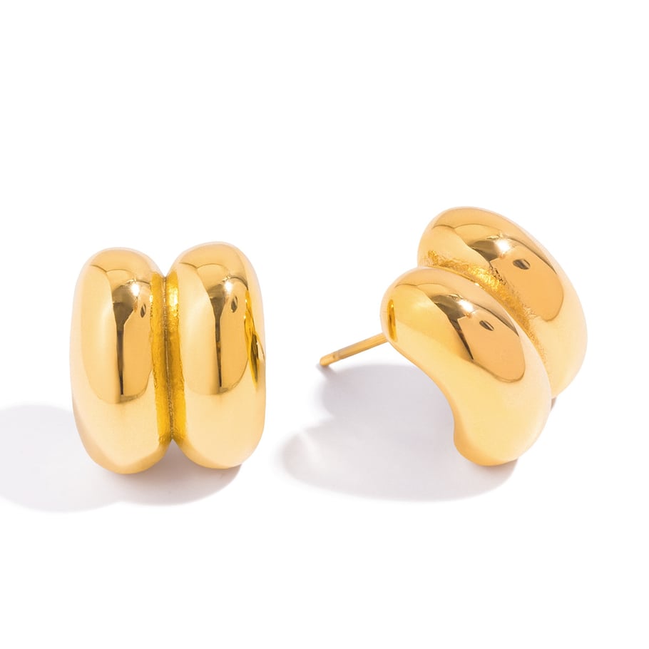 1 Paar minimalistische, einfarbige Ohrstecker aus Edelstahl in Goldfarbe für Damen