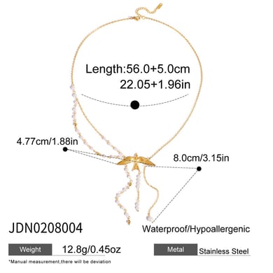 1 Piece Elegant Tassel Birds Stainless Steel Gold Color Women's Pendant Necklaces h5 Picture2