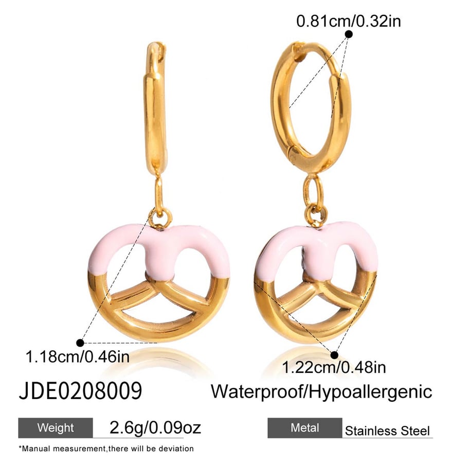 1 paio di orecchini pendenti da donna in acciaio inossidabile color oro a forma di pane delicato Immagine2