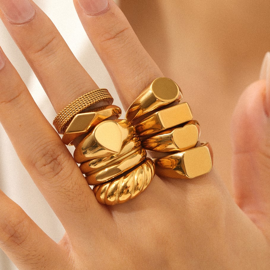1 Piece Simple Stainless Steel Gold Color Minimalist Ring h5Picture3