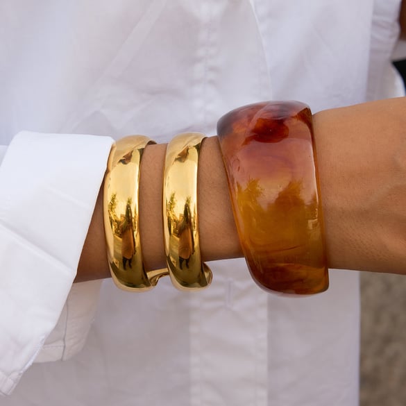 Braccialetti da donna classici in acciaio inossidabile color oro, 1 pezzo 2