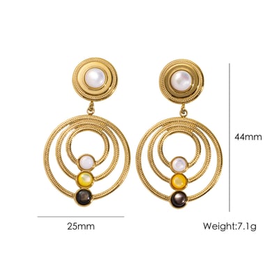 1 paire de boucles d&#39;oreilles pendantes simples en acier inoxydable pour femme, style rétro h5 