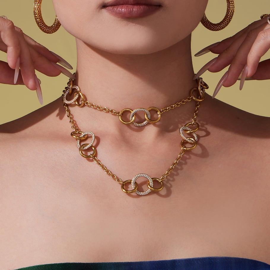 Ensembles de bijoux luxueux pour femmes en acier inoxydable couleur or h5Image3