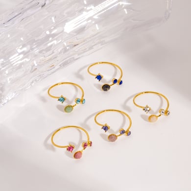 1 Piece Luxurious  Sweet Irregular Shape Stainless Steel Statement Rings h5 Picture4