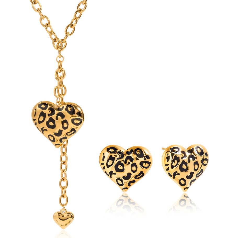 Sexy Leopard Print Stainless Steel Gold Color Women's Jewelry Sets Picture6