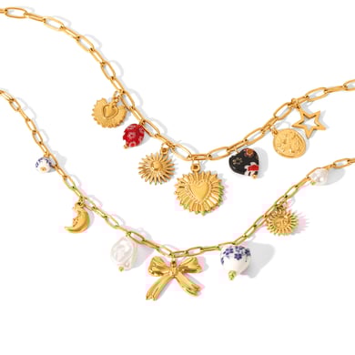 1 Piece Retro Heart Stainless Steel Gold Color Pendant Necklace h5 Picture6