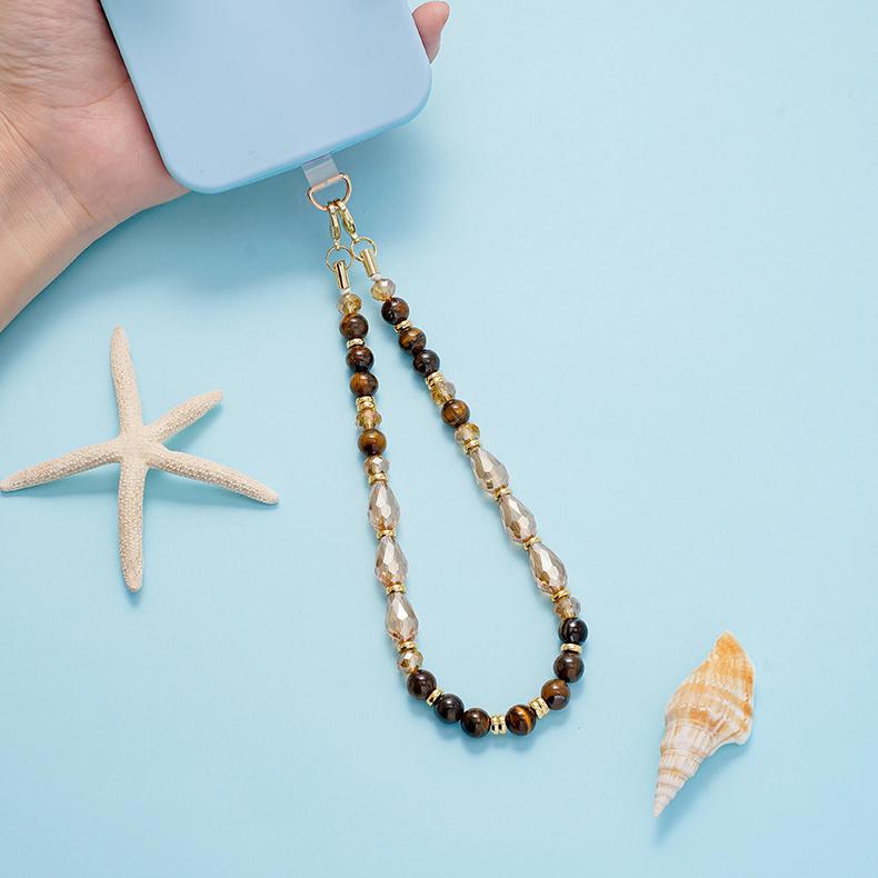 1 Piece Classic Beads Natural Stones Acrylic Phone Chain Picture3