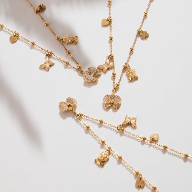 Collier avec pendentif Phalaenopsis en acier inoxydable couleur or pour femme, 1 pièce h5 Image4