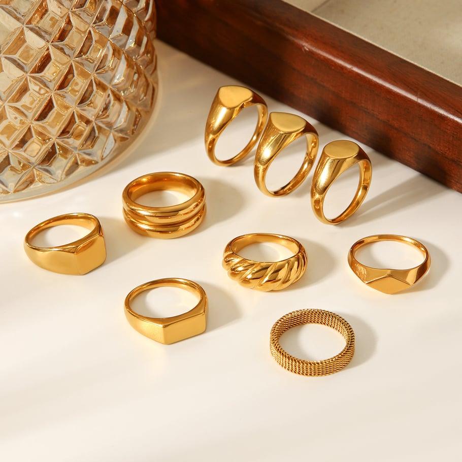 1 Piece Simple Stainless Steel Gold Color Minimalist Ring h5Picture4