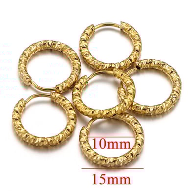 1 paar minimalistische oorbellen van roestvrij staal met hamerpatroon en gouden kleur voor dames h5 