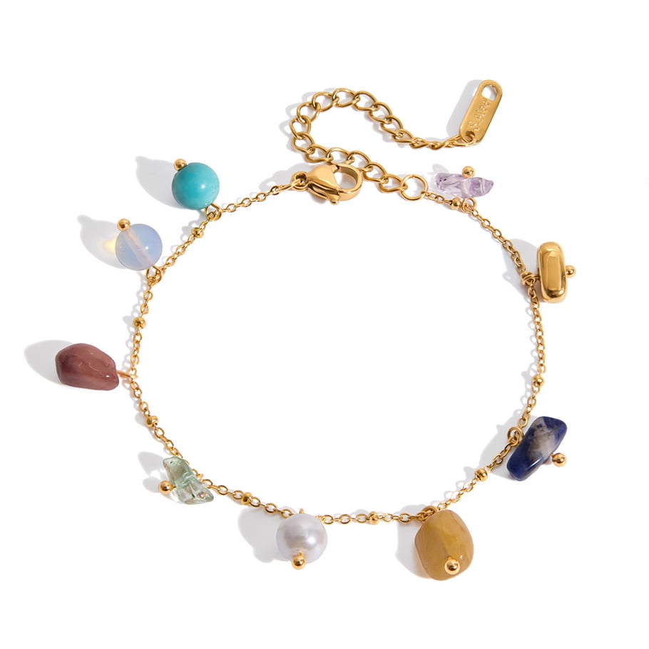Klassische unregelmäßige Form Naturstein Edelstahl Damen Schmuck Sets