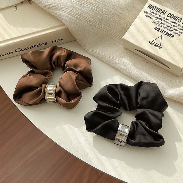1 Stück elegante einfarbige Polyester-Haargummis für Damen 2