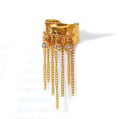 1 stuk kwast roestvrij staal goudkleurige statement ring h5 
