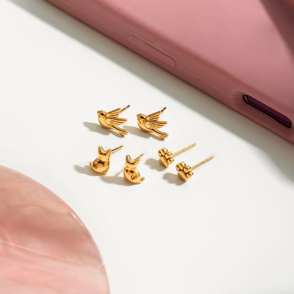1 Set Vivid Animal Stainless Steel Gold Color Women's Earring Sets