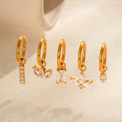 1 stuk prachtige rechthoekige titaniumlegering gouden zirkonia oorbellen voor dames h5 Afbeelding3