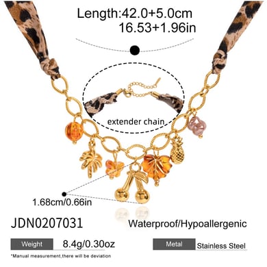 1 Piece Retro Cherry Stainless Steel Gold Color Acrylic Women's Pendant Necklaces h5 Picture2