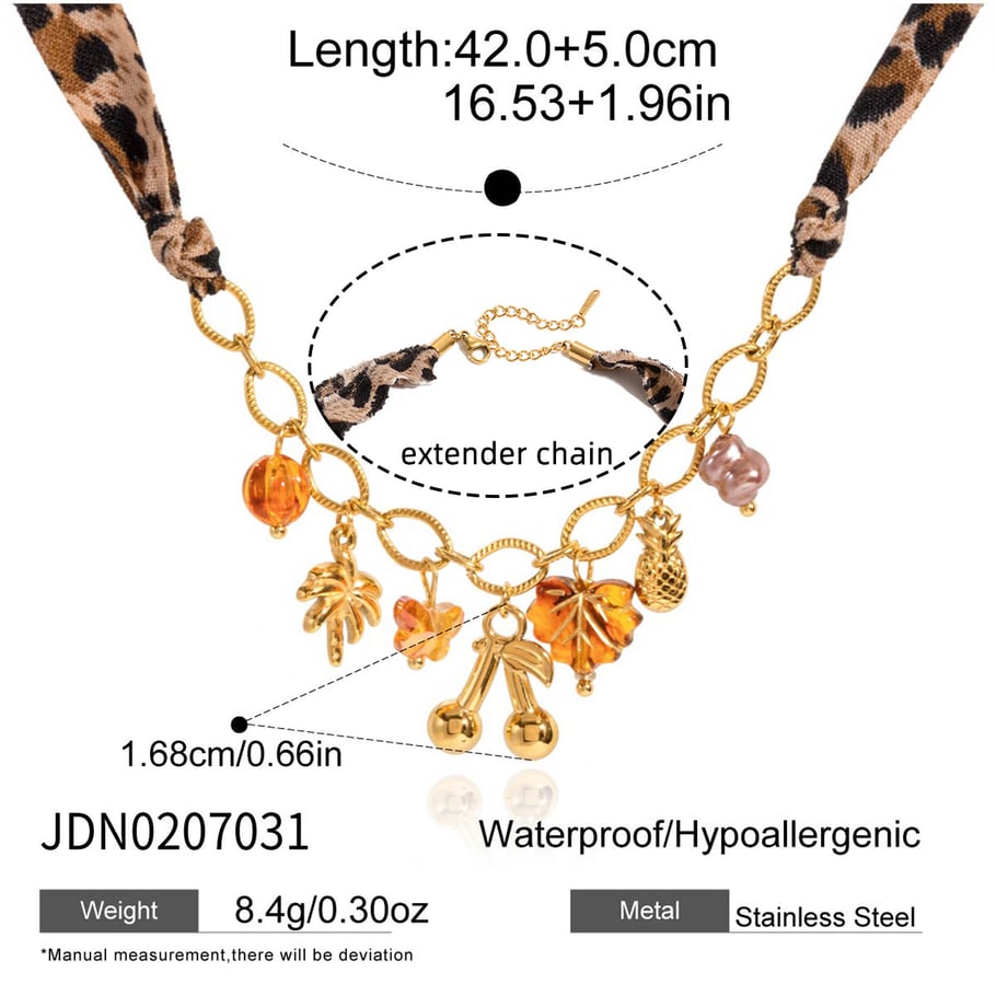 1 Piece Retro Cherry Stainless Steel Gold Color Acrylic Women's Pendant Necklaces Picture2