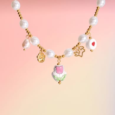 Braccialetti con ciondoli da donna in acciaio inossidabile color oro a forma di tulipano stravagante, 1 pezzo h5 Immagine5