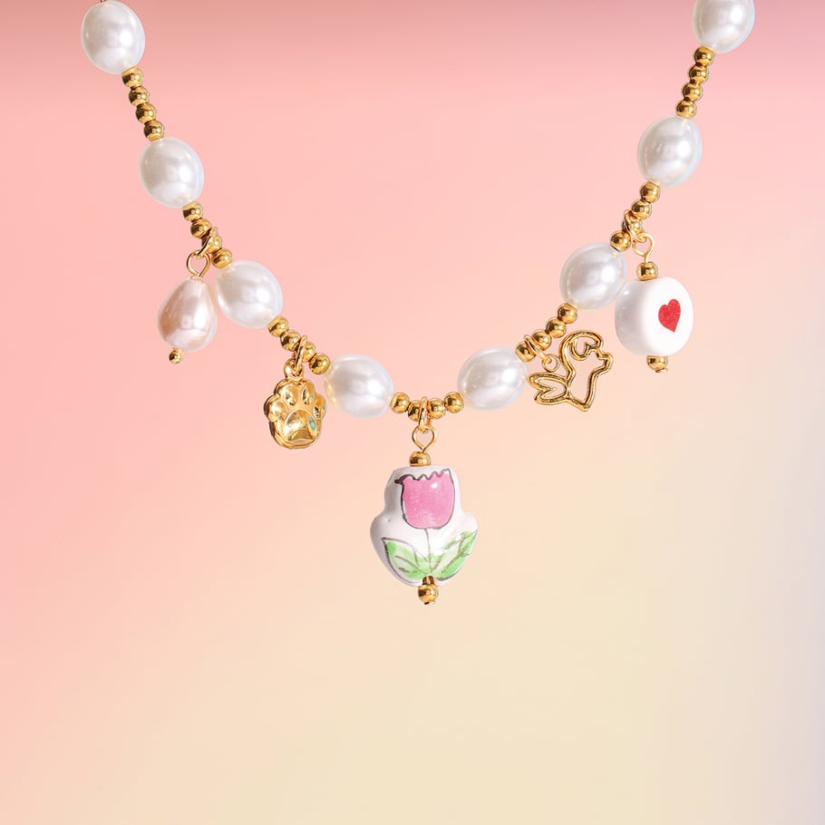 Braccialetti con ciondoli da donna in acciaio inossidabile color oro a forma di tulipano stravagante, 1 pezzo Immagine5