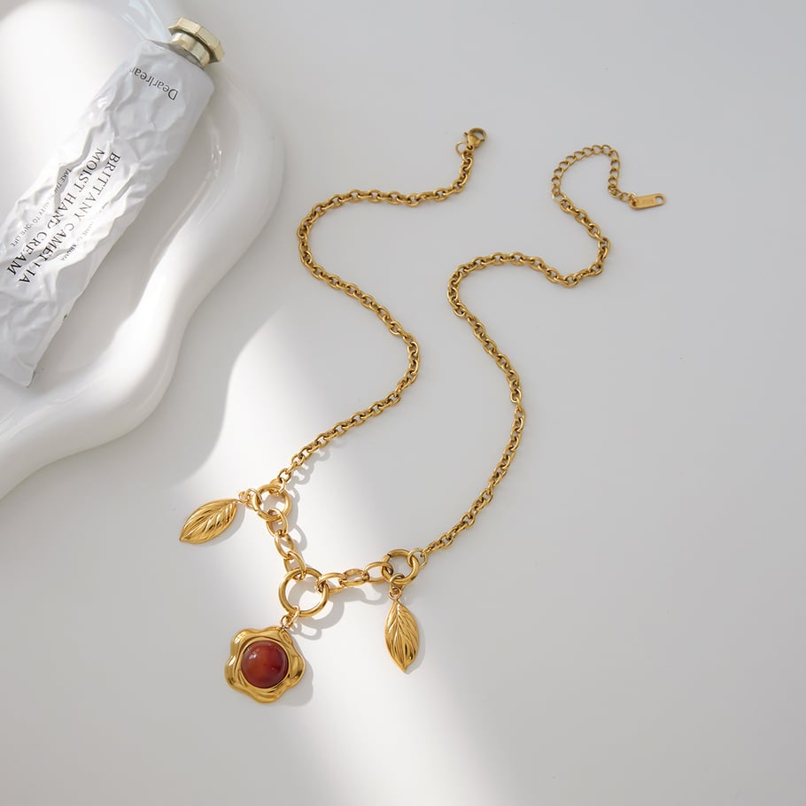 1 Stück glamouröse Blume unregelmäßige Form Edelstahl Gold Farbe Acryl Damen Anhänger Halsketten h5Bild7