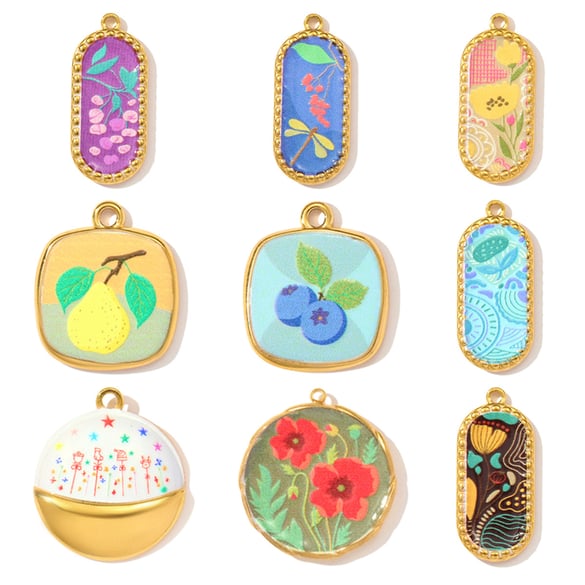 Pendentif pour femme en acier inoxydable couleur or, motif fruits vifs, 1 pièce 2