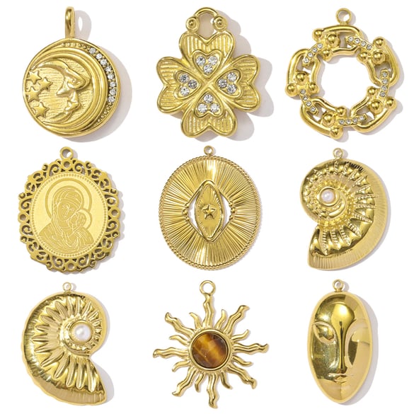 Pendentif luxueux en acier inoxydable et zircon pour femme, 1 pièce 2