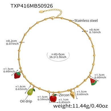Conjuntos de joyas para mujer de acero inoxidable color dorado con forma de fruta linda de la serie Polychrome h5 