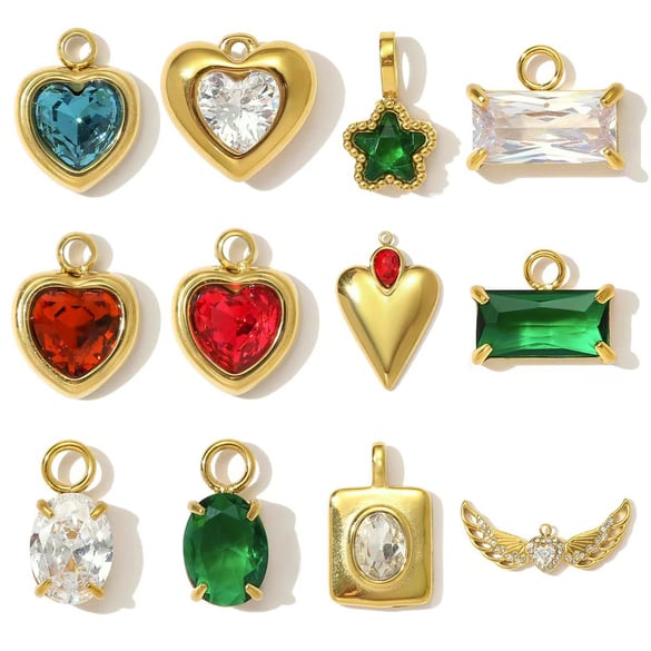 Pendentif délicat en acier inoxydable pour femme, 1 pièce, en forme de cœur en verre 2
