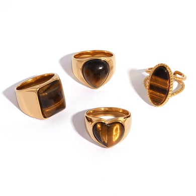 1 Piece  Retro Irregular Shape Stainless Steel  Gold Color Women’s  Statement Rings h5 Picture5